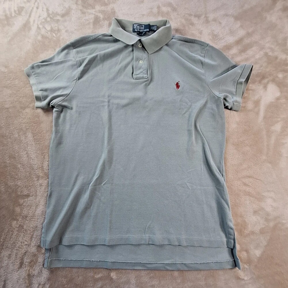 Polo By Ralph Lauren Polo Shirt Mens L Green Custom Fit Cotton Embroidered Pony